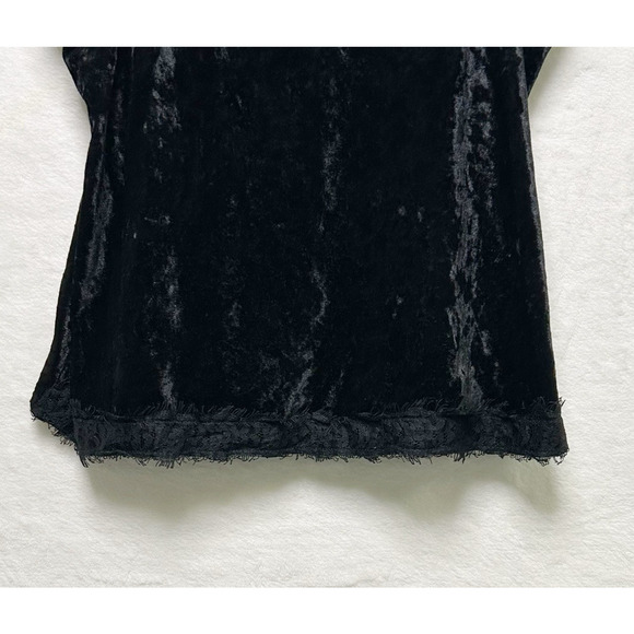 Black Crushed Velvet Cami Lace Trim Whimsy Fairy Goth Fairygrunge Y2K Sz XL - Picture 3 of 8